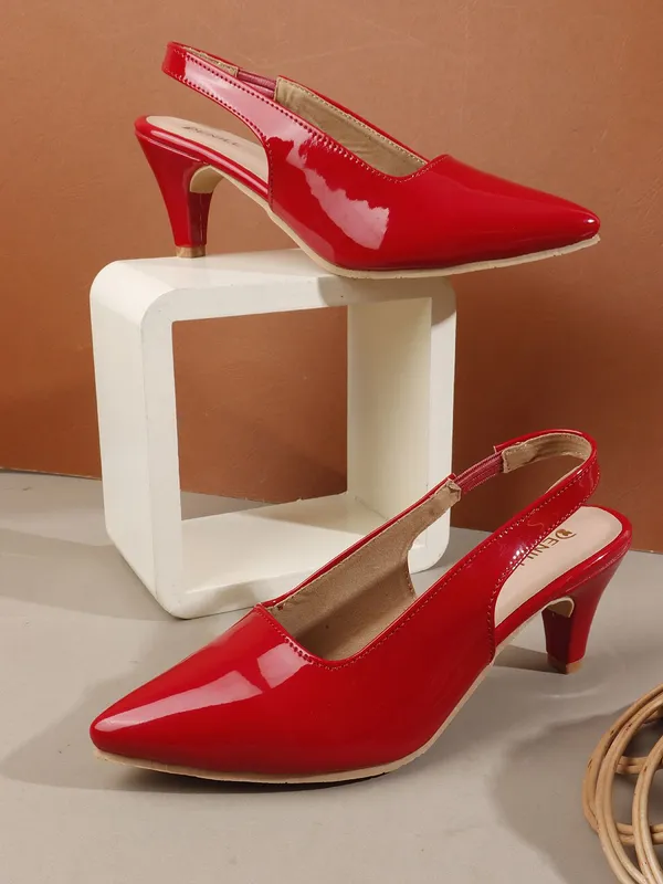 Red_Synthetic_Leather_Heels_For_Women