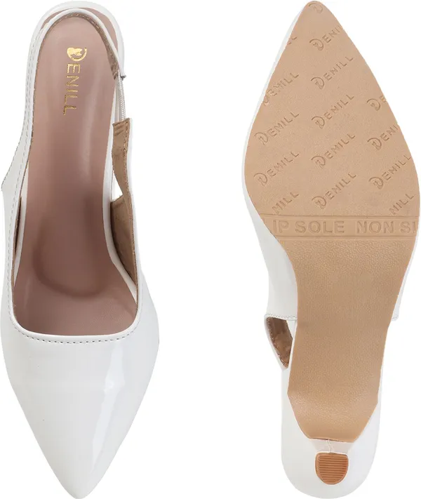 White_Synthetic_Leather_Heels_For_Women