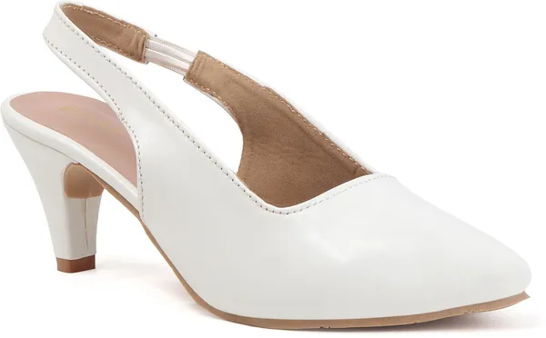 White_Synthetic_Leather_Heels_For_Women