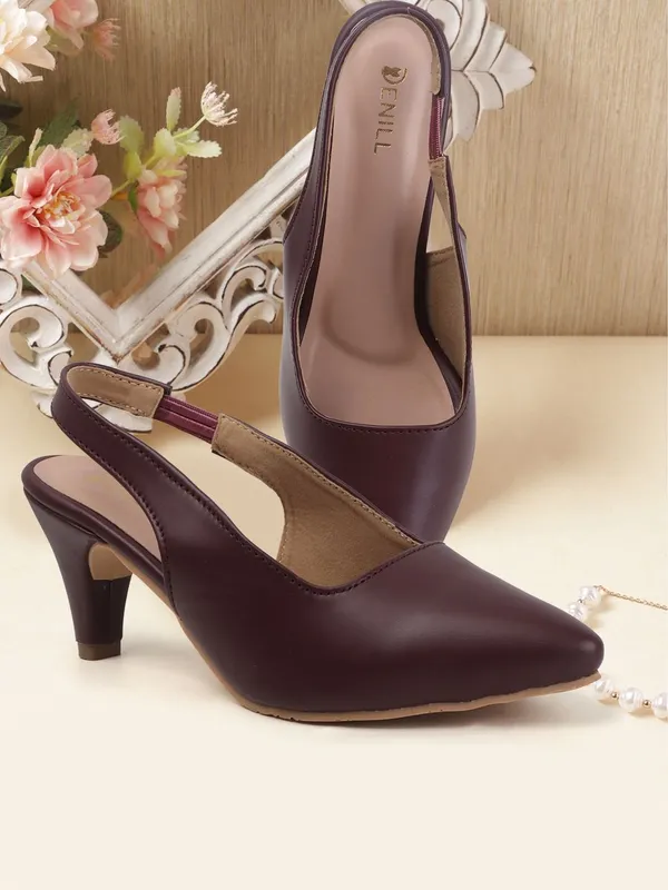Maroon_Synthetic_Leather_Heels_For_Women
