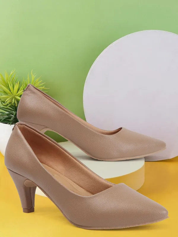 Beige_Synthetic_Leather_Heels_For_Women