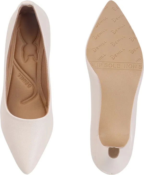 White_Synthetic_Leather_Heels_For_Women