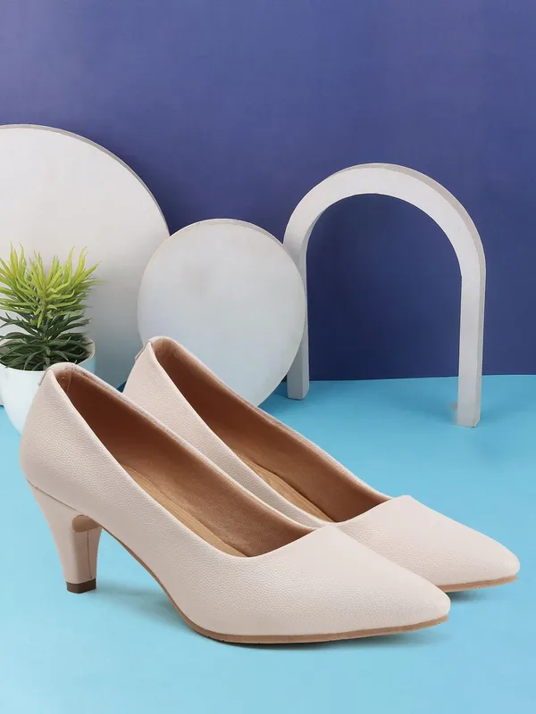White_Synthetic_Leather_Heels_For_Women