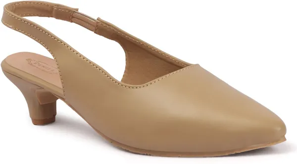 Beige_Synthetic_Leather_Heels_For_Women