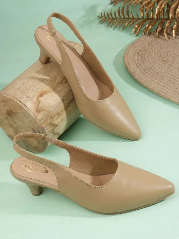 Beige_Synthetic_Leather_Heels_For_Women