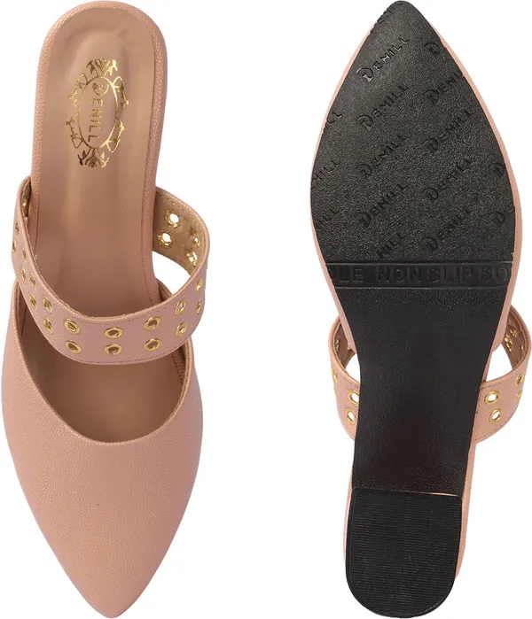 Pink_Synthetic_Leather_Heels_For_Women