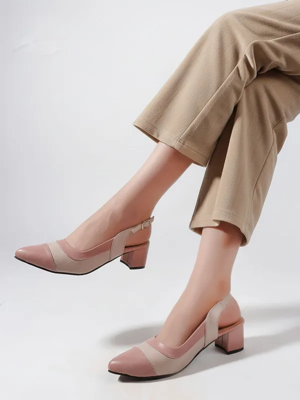 Pink_Synthetic_Leather_Heels_For_Women