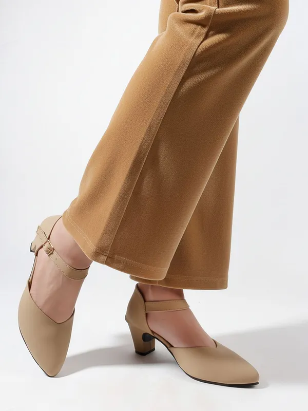 Beige_Synthetic_Leather_Heels_For_Women