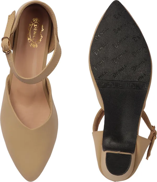 Beige_Synthetic_Leather_Heels_For_Women