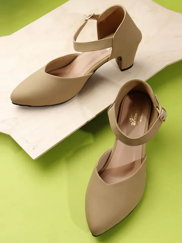 Beige_Synthetic_Leather_Heels_For_Women