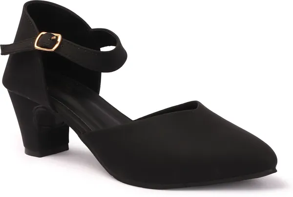 Black_Synthetic_Leather_Heels_For_Women