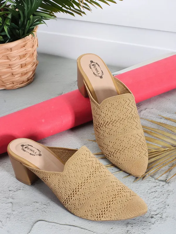 Beige_Textile_Heels_For_Women
