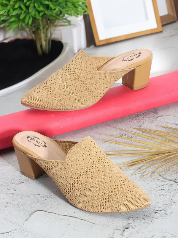 Beige_Textile_Heels_For_Women