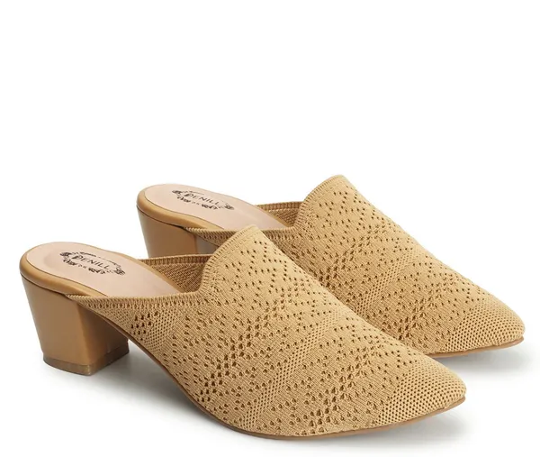 Beige_Textile_Heels_For_Women
