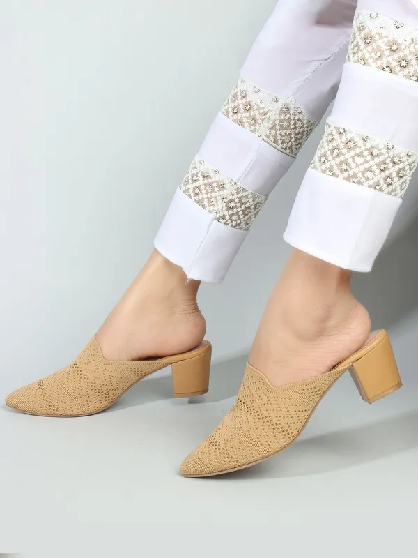 Beige_Textile_Heels_For_Women