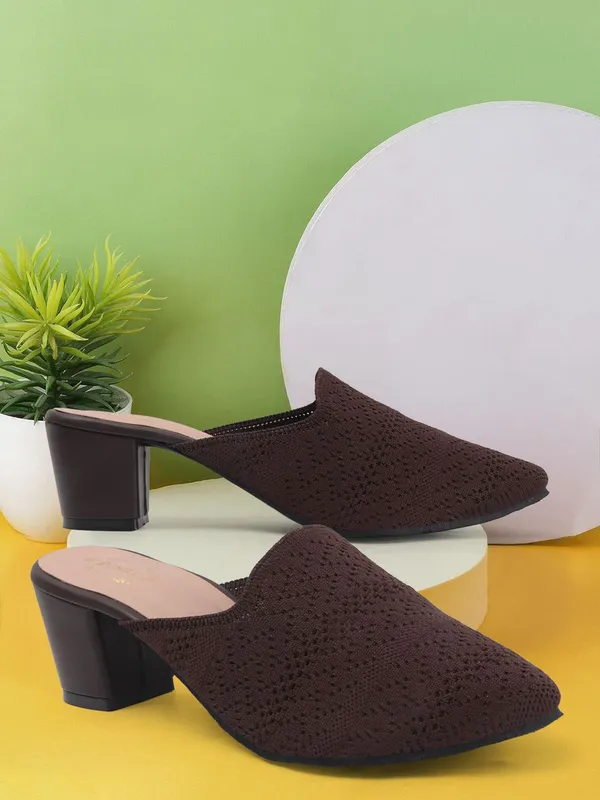 Brown_Textile_Heels_For_Women