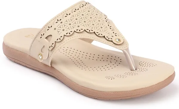 Beige_Synthetic_Leather_Flats_For_Women