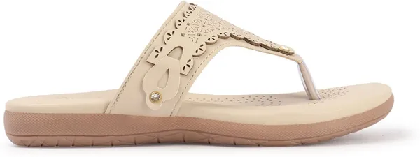 Beige_Synthetic_Leather_Flats_For_Women