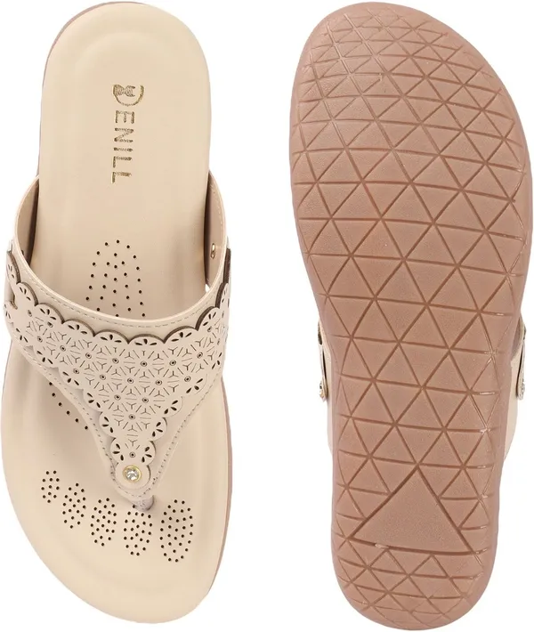 Beige_Synthetic_Leather_Flats_For_Women