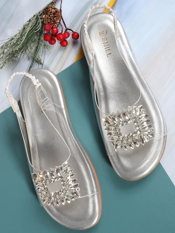 Grey_Synthetic_Leather_Flats_For_Women