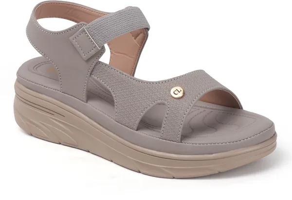 Grey_Synthetic_Leather_Flats_For_Women