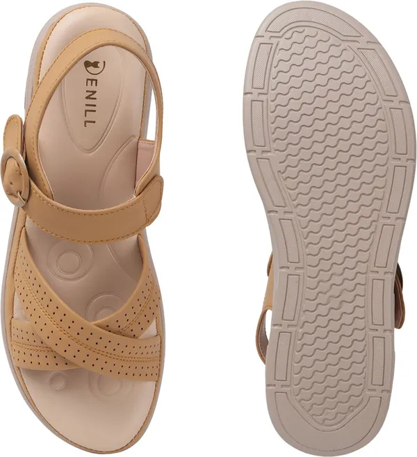 Beige_Synthetic_Leather_Flats_For_Women
