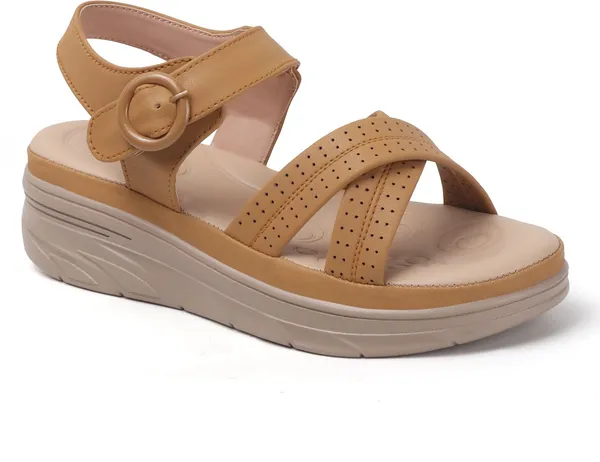 Beige_Synthetic_Leather_Flats_For_Women