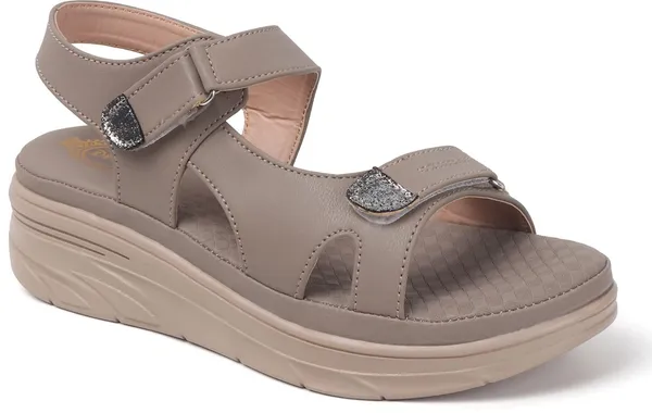 Grey_Synthetic_Leather_Flats_For_Women