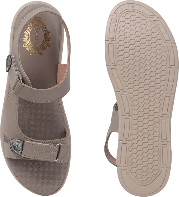 Grey_Synthetic_Leather_Flats_For_Women