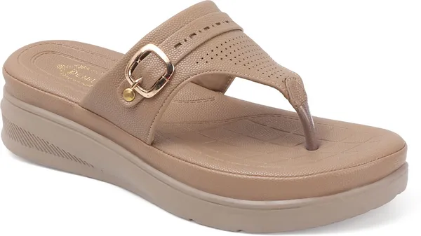 Beige_Synthetic_Leather_Flats_For_Women