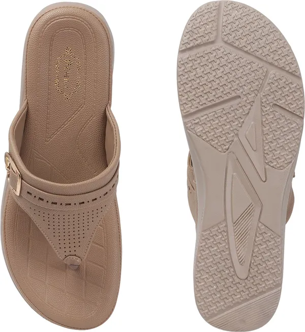 Beige_Synthetic_Leather_Flats_For_Women