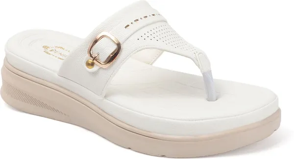 White_Synthetic_Leather_Flats_For_Women