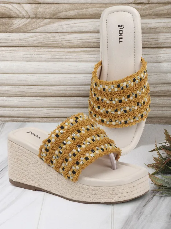 Yellow_Fabric_Heels_For_Women