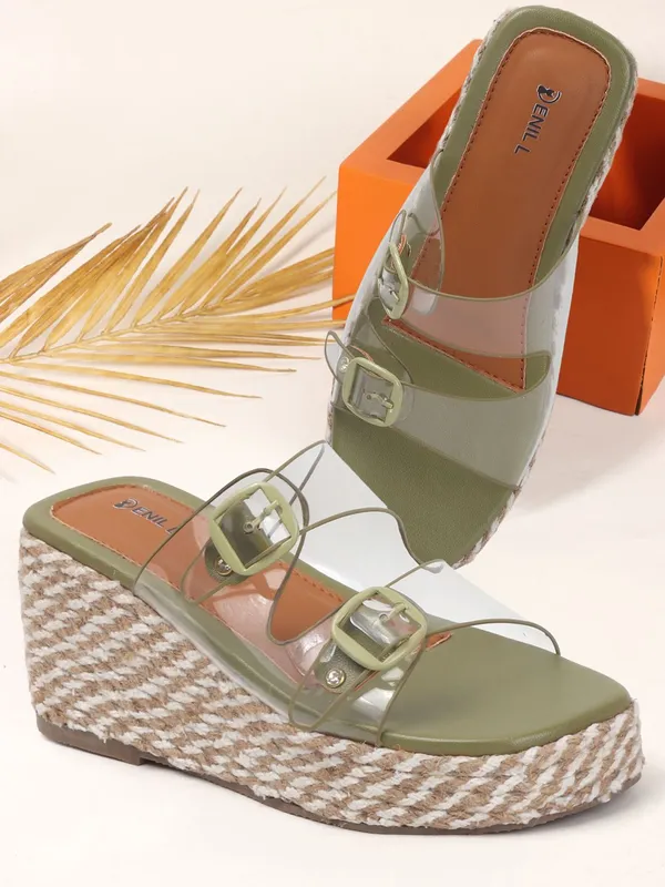 Green_Fabric_Heels_For_Women