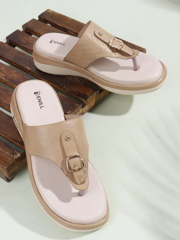 Beige_Synthetic_Leather_Heels_For_Women