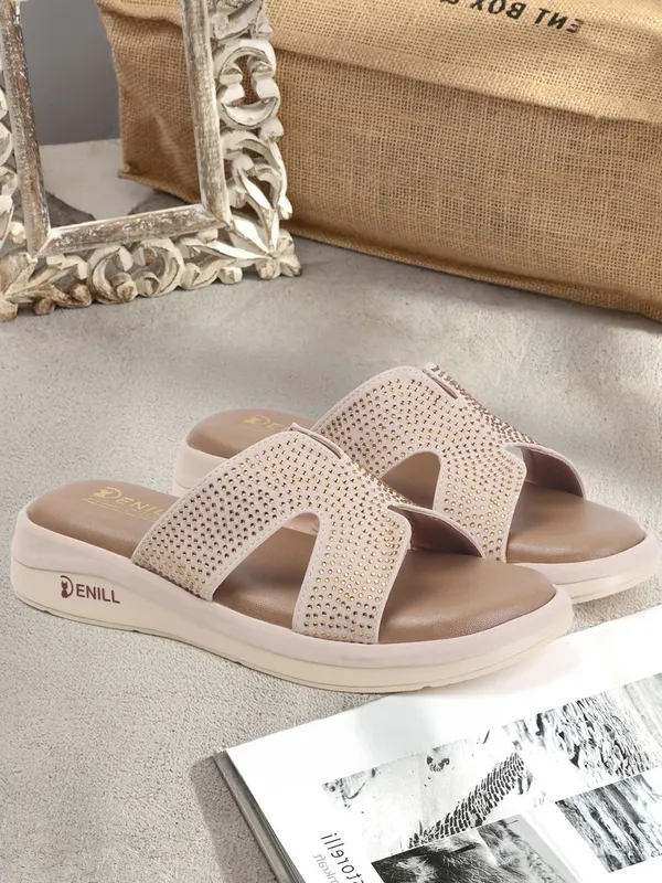 Beige_Synthetic_Leather_Wedges_For_Women
