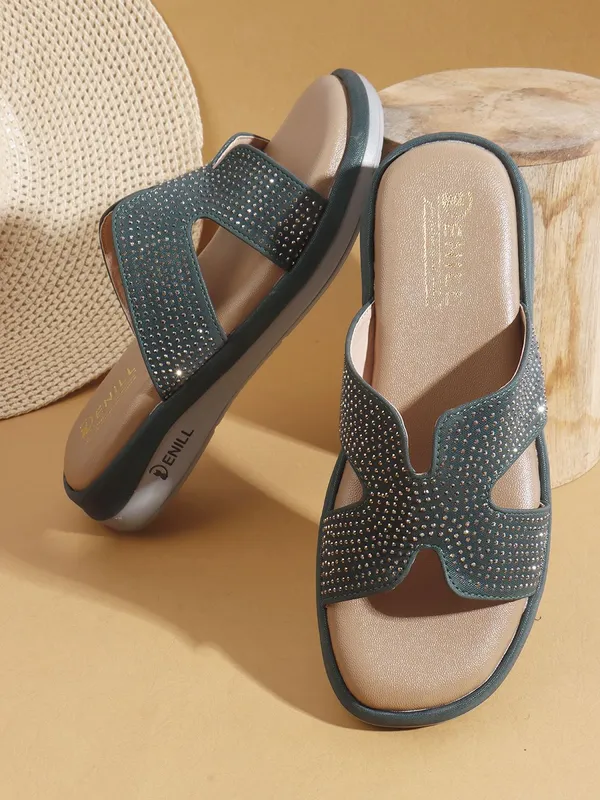 Green_Synthetic_Leather_Wedges_For_Women