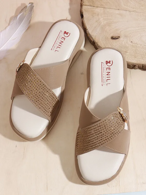 Beige_Synthetic_Leather_Wedges_For_Women