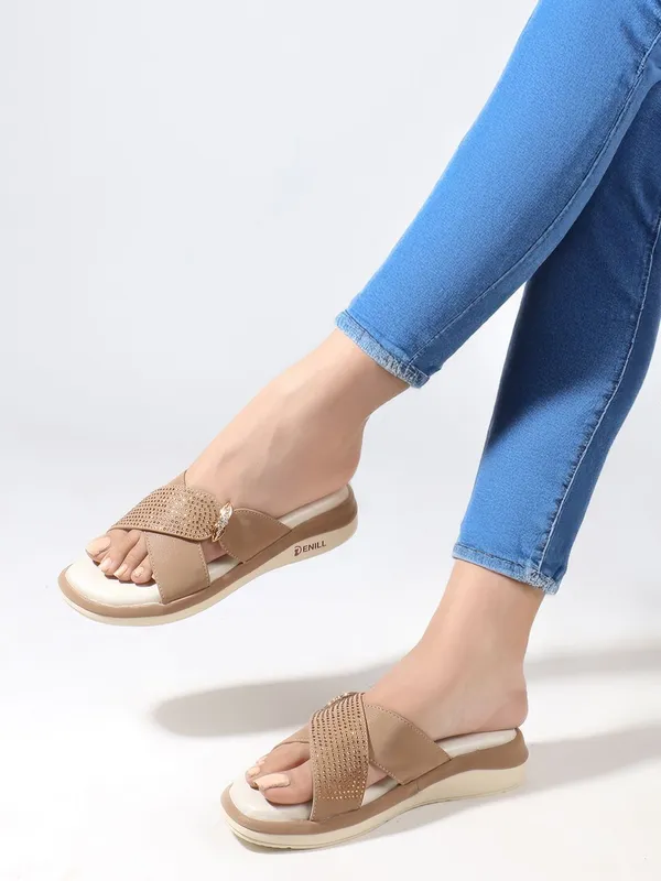 Beige_Synthetic_Leather_Wedges_For_Women