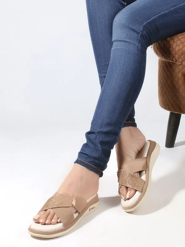 Beige_Synthetic_Leather_Wedges_For_Women