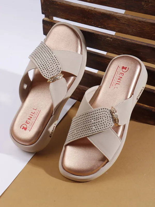 Beige_Synthetic_Leather_Wedges_For_Women