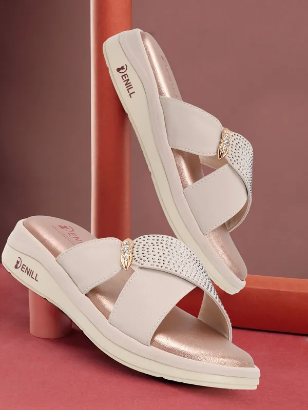 Beige_Synthetic_Leather_Wedges_For_Women