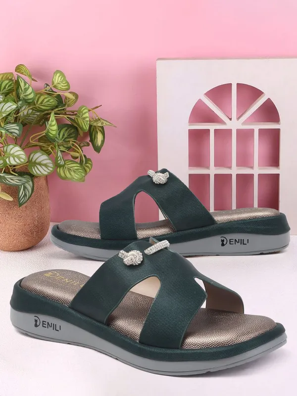 Green_Synthetic_Leather_Wedges_For_Women