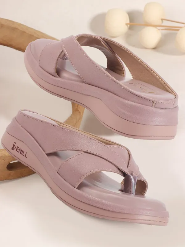 Pink_Synthetic_Leather_Wedges_For_Women