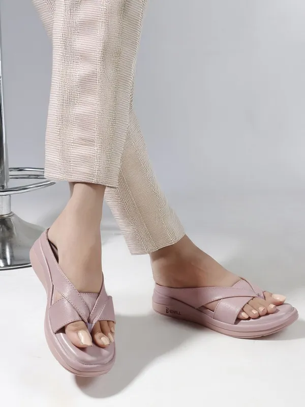 Pink_Synthetic_Leather_Wedges_For_Women