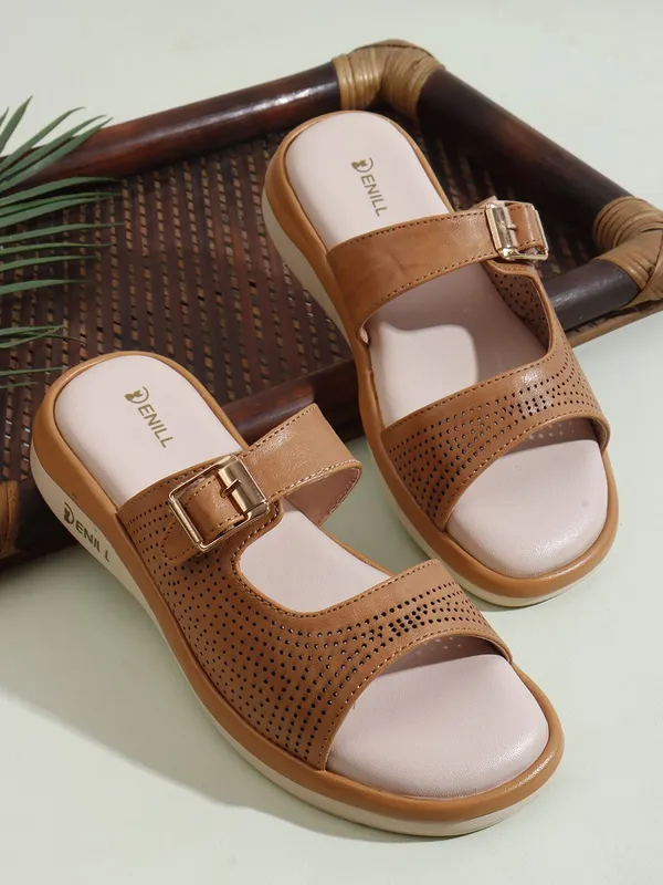 Beige_Synthetic_Leather_Wedges_For_Women