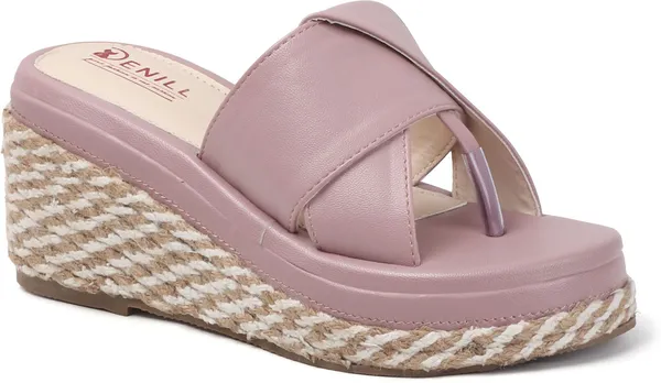 Pink_Synthetic_Leather_Wedges_For_Women
