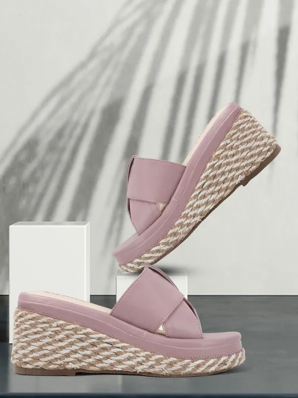 Pink_Synthetic_Leather_Wedges_For_Women