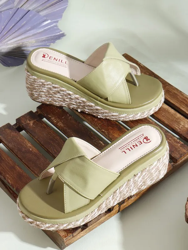 Green_Synthetic_Leather_Wedges_For_Women