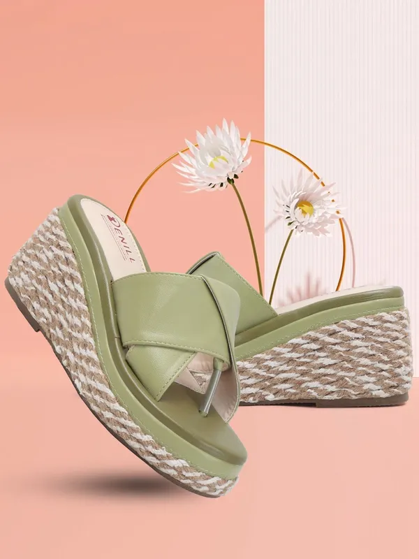 Green_Synthetic_Leather_Wedges_For_Women